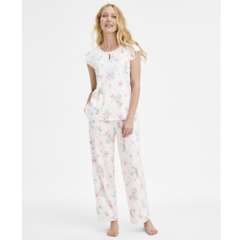 Charter Club Women's Cotton Flutter-Sleeve Pajama Set Dreamy Bou XL NWT